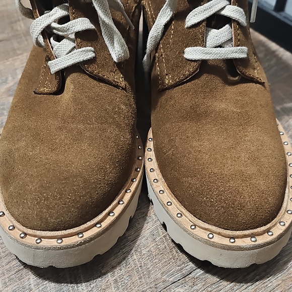 Dolce Vita Brown Suede Zippered Lace-Up Fur Trim Boots Size 10 - Picture 2 of 10